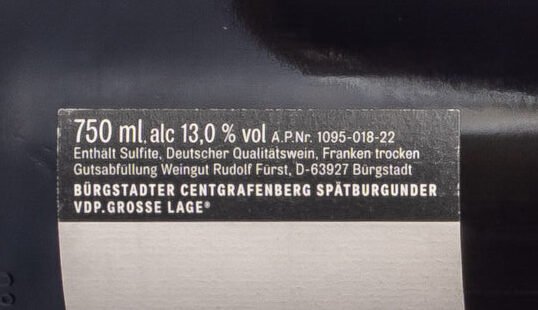 1095 018 201 B Fürst, Centgrafenberg Spätburgunder GG