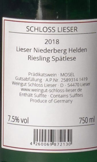 Schloss Lieser, Helden Riesling Spätlese