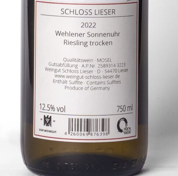 Schloss Lieser, Wehlener Sonnenuhr Riesling GG