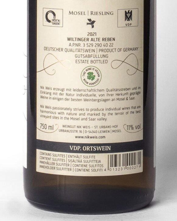 NIk Weis, Wiltinger Alte Reben Riesling