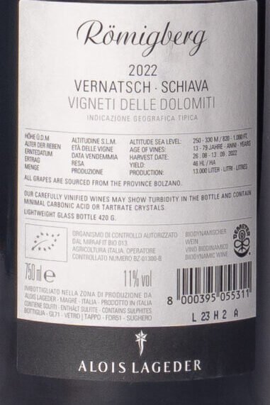 8 000395 055311 B Alois Lageder, Römigberg Vernatsch